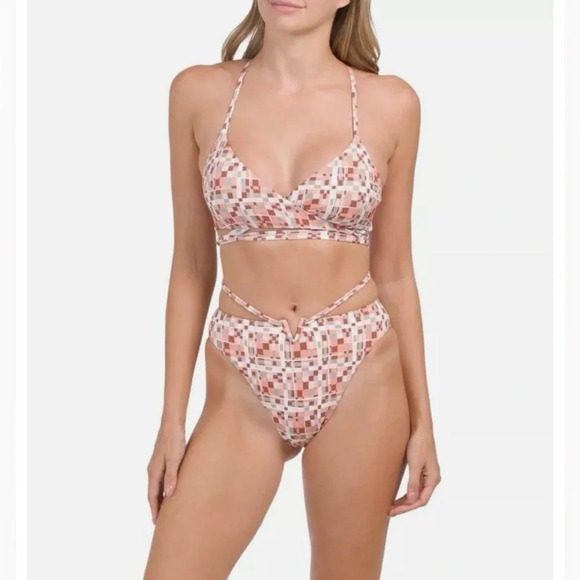 L* SPACE Helena Bikini Top & Joy Bitsy Bottom Block Party Geometric - Picture 1 of 7